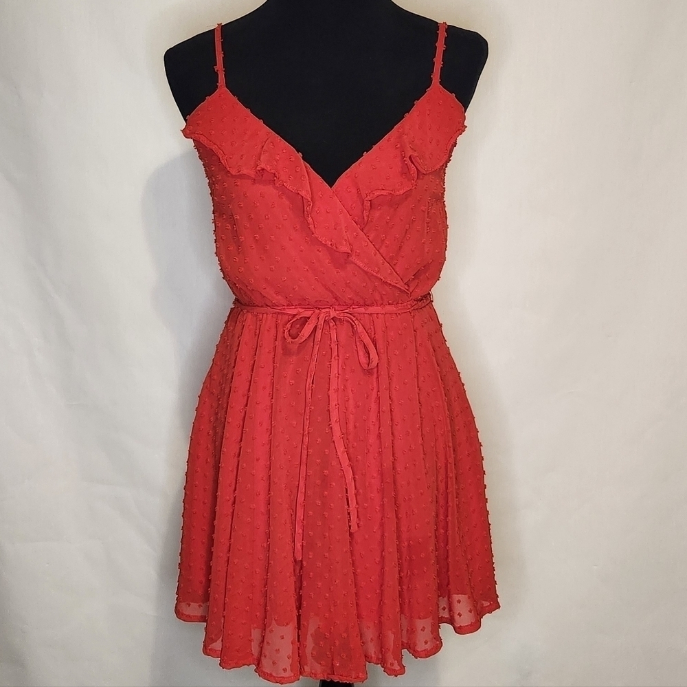 Altard State Sleeveless Dress. Red Size S. Ruffled. Textured. Cottage Core.